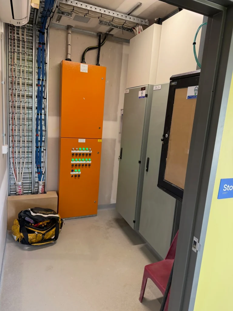 Open electrical cabinet at Bega Sports Complex