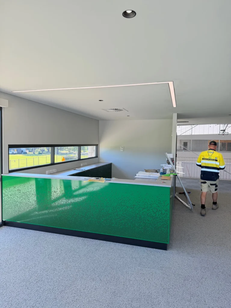 Interior counter and ceiling lights at Bega Sports Complex