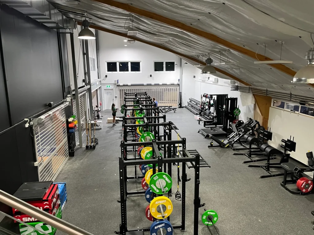 Gym floor and equipment at the Jindabyne training facility