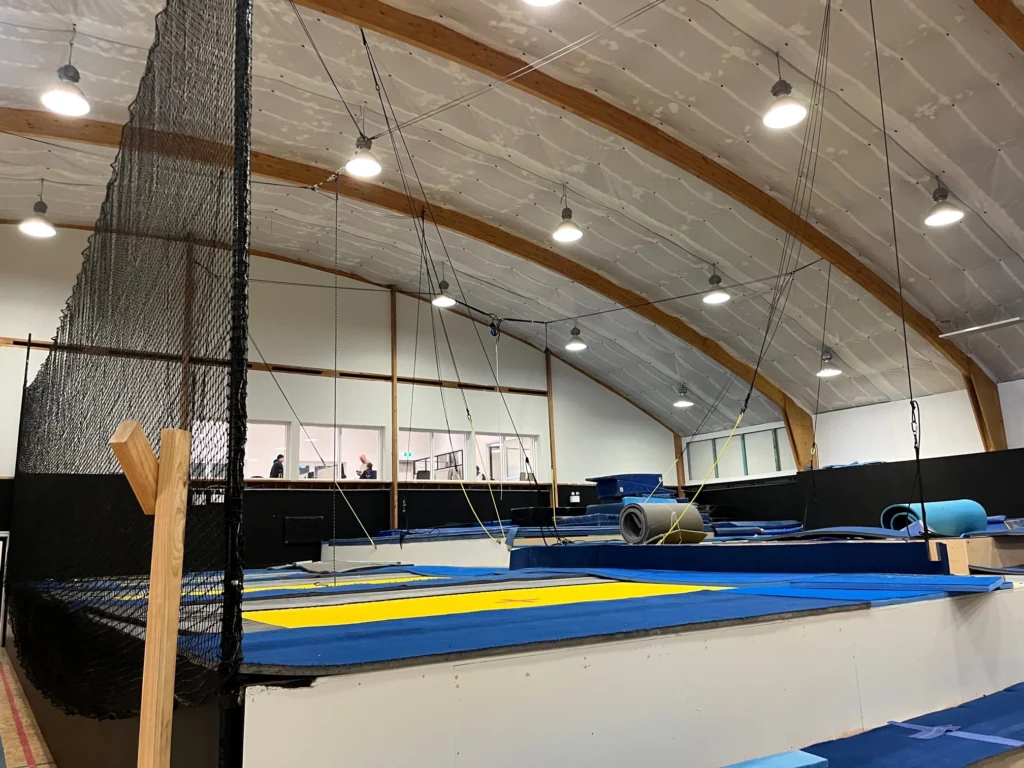 Indoor trampoline area at the Jindabyne training facility