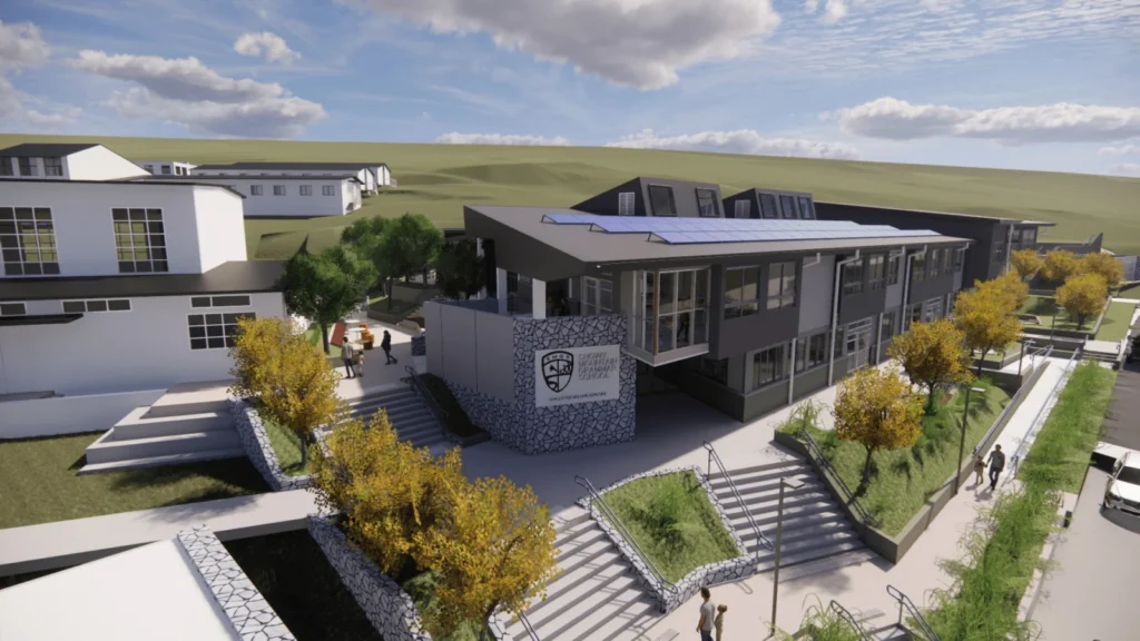Architectural render of a Snowy Mountains Grammar school building